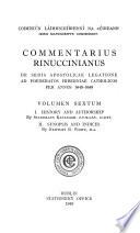 History and authorship, by S. Kavanagh. Synopsis and indices, by N.B. White