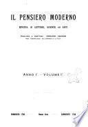 Il pensiero moderno rivista di lettere, scienze ed arti