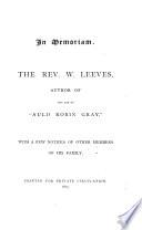 In Memoriam. The Rev. W. Leeves
