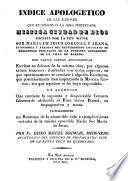 Indice apologético de las razones que recomiendan la obra intitulada Mística Ciudad de Dios