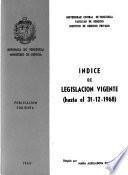 Indice de legislación vigente