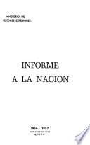 Informe a la nación del Ministro de Relaciones Exteriores