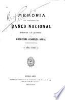 Informe de la Comisión examinadora de Cuentas del Banco nacional presentado á la asamblea general de accionistas. 1885-1890