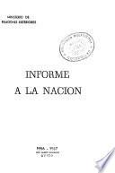 Informe que presenta el Ministro de Relaciones Exteriores