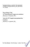 International Congress on Archives (12, 1992, Montreal)