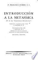 Introducción a la metafisica (10. de las Disputationes metaphysicae) versión castellana