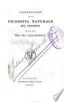 Introduzione alla filosofia naturale del pensiero opera del sig. Lallebasque