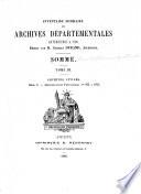 Inventaire sommaire des Archives départementales antérieures à 1790: Archives civiles. Série D, nos. 1-12 (fin) Série E, nos. 1-52 (fin) Série F, nos. 1-520 (fin) Archives ecclésiastiqes. Série G, nos. 1-25 (fin) Série H, nos. 1-172 (fin)