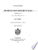 Inventaire sommaire des Archives départementales antérieures à 1790