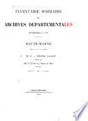Inventaire-sommaire des archives départementales ... Marne ...