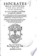 Isocrates de la governacion del Reyno al Rey Nicocles