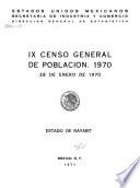 IX [i.e. Noveno] censo general de poblacion, 1970: Estado de Nayarit