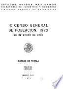 IX [i.e. Noveno] censo general de poblacion, 1970: Estado de Puebla