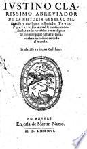 Justino abbreviador de la historia general del historiador Trogo Pompeyo .. nuevamente traduzido en Castellano by J. de Bustamente