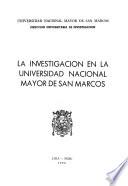 La investigación en la Universidad Nacional Mayor de San Marcos