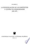 La investigación en los institutos y centro de humanidades, 1929-1979