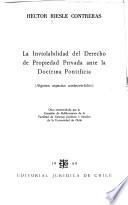 La inviolabilidad del derecho de probiedad privada ante la doctrina pontificia