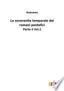 La soveranita temporale dei romani pontefici