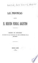 Las provincias ante el derecho federal argentino