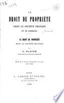 Le droit de propriété dans la société franque et en Germanie