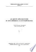 Le fonti diplomatiche in età moderna e contemporanea