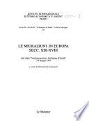 Le migrazioni in Europa