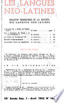 Les Langues néo-latines