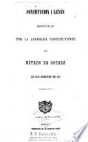 Leyes i decretos espedidos por la Asamblea lejislativa del estado soberano de Boyaca, en sus sesiones de