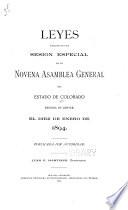 Leyes pasadas en la ... sesion de la Asembléa general del estado de Colorado