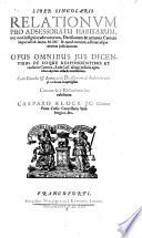 Liber singularis relationum pro adsessoratu habitarum