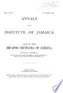 List of the Decapod Crustacca of Jamaica
