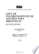 Lista de encabezamientos de materia para bibliotecas: A-Mat