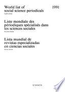 Liste Mondiale Des Périodiques Spécialisés Dans Les Sciences Sociales