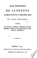 Los errores de Llorente combatidos y deshechos en ocho discursos