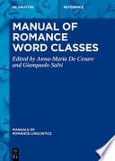 Manual of Romance Word Classes