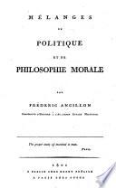Mélanges de politique et de philosophie morale