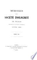Mémoires de la Société zoologique de France