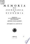 Memoria de la Secretaría de la Economía Nacional