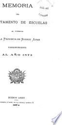 Memoria del Departamento de Escuelas al Gobierno de la Provincia de Buenos Aires correspondiente al año 1873