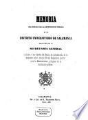 Memoria del estado de la instruccion pública en el distrito universitario de Salamanca