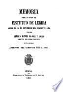 Memoria del Instituto de Segunda Enseñanza de Lérida