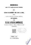 Memoria del Instituto Provincial de Segunda Enseñanza de Zamora durante el curso académico de...