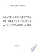 Memoria del Ministerio de Obras Públicas al Congreso Nacional