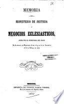 Memoria del Ministro de Estado y del Despacho de Justicia y Negocios Eclesiásticos