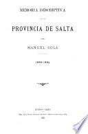 Memoria descriptiva de la provincia de Salta, 1888-1889