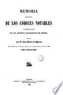 Memoria descriptiva de los códices notables conservados en los archivos eclesiásticos de España