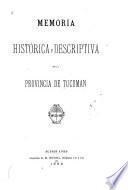 Memoria histórica y descriptiva de la provincia de Tucumán