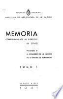 Memoria presentada al Congreso de la nación