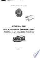 Memoria ... que el Ministerio de Infraestructura presenta a la Asamblea Nacional