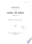 Memoria sobre el canal de riego derivado del río Genil en Écija y Palma del Río